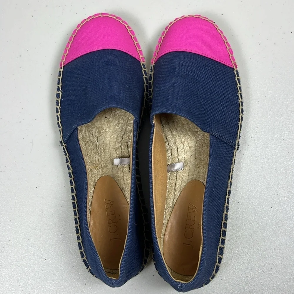 J.Crew Pink‎ Navy Blue Canvas size 7.5 EUC